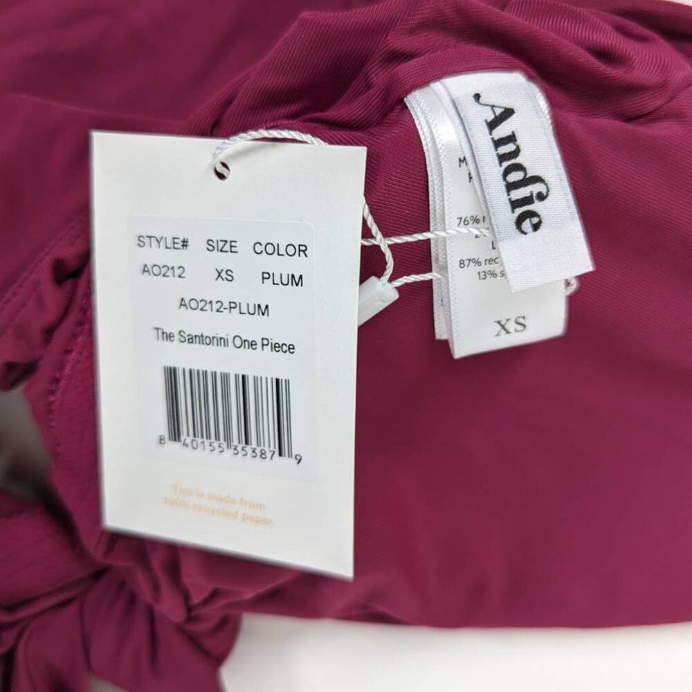 Andie Swim Santorini Plum One Piece Swimsuit XS Cut Out Bathing Suit NWT pink - Picture 5 of 6